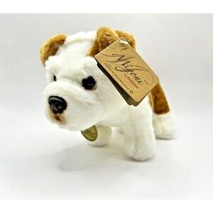 Miyoni by Aurora Realistic Bulldog 8.5" Plush Pup White Brown Dog Stuffed Animal